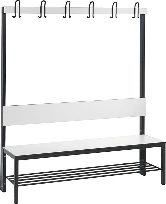C+P Einseitige Garderobenbank 1500 x 407 x 1650 mm weiß Produktbild C+P Einseitige Garderobenbank 1500 x 407 x 1650 mm weiß