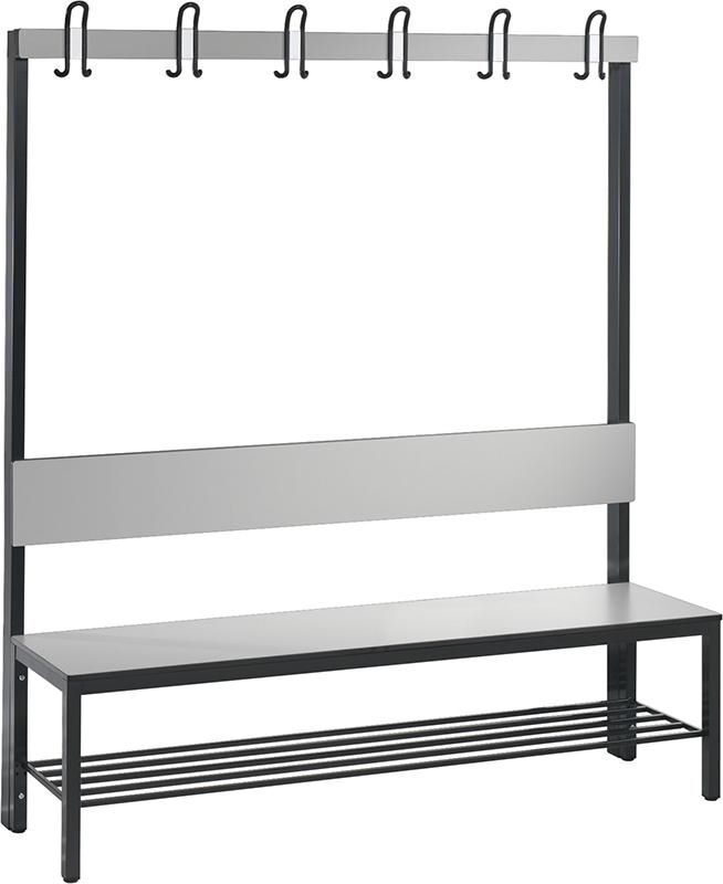 C+P Einseitige Basic Plus Garderobenbank B 1500 x T 407 x H 1650 mm silbergrau Produktbild C+P Einseitige Basic Plus Garderobenbank B 1500 x T 407 x H 1650 mm silbergrau