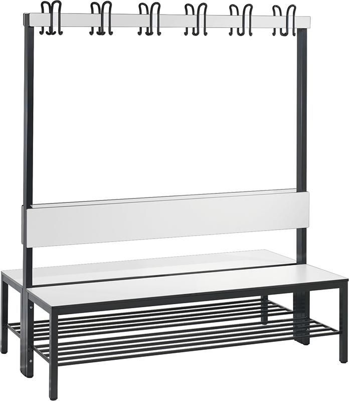 C+P Doppelseitige Garderobenbank RAL 7021 schwarzgrau 1500 x 760 x 1650 mm Produktbild C+P Doppelseitige Garderobenbank RAL 7021 schwarzgrau 1500 x 760 x 1650 mm