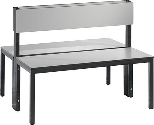 C+P Doppelseitige Sitzbank mit Rückenlehne 1000 x 760 x 796 mm silbergrau Produktbild C+P Doppelseitige Sitzbank mit Rückenlehne 1000 x 760 x 796 mm silbergrau