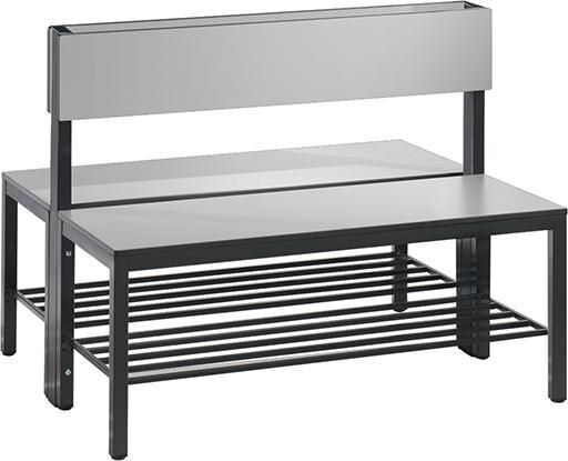 C+P Doppelseitige Sitzbank mit Rückenlehne und Schuhrost 1000 x 760 x 796 mm Produktbild C+P Doppelseitige Sitzbank mit Rückenlehne und Schuhrost 1000 x 760 x 796 mm