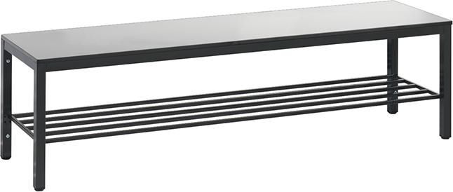 C+P Sitzbank mit Schuhrost silbergrau 1500 x 353 x 401 mm Produktbild C+P Sitzbank mit Schuhrost silbergrau 1500 x 353 x 401 mm