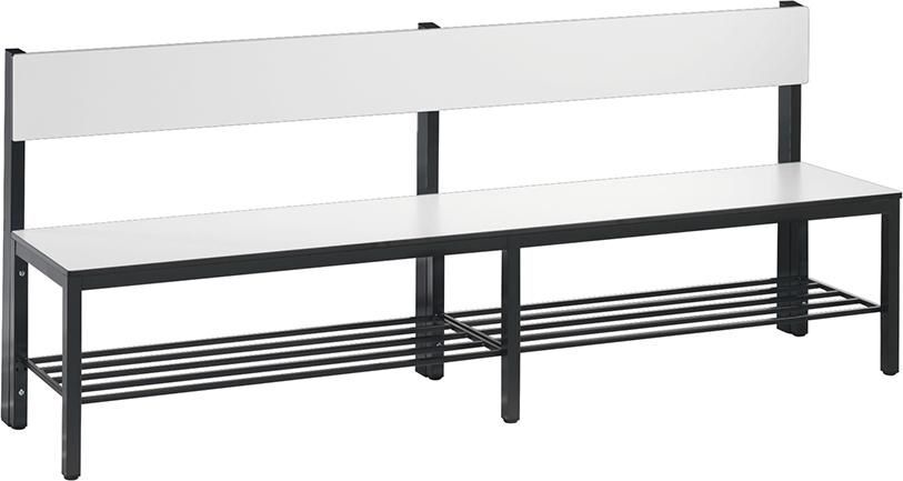 C+P Sitzbank mit Rückenlehne und Schuhrost B 1960 x T 407 x H 769 mm Produktbild C+P Sitzbank mit Rückenlehne und Schuhrost B 1960 x T 407 x H 769 mm