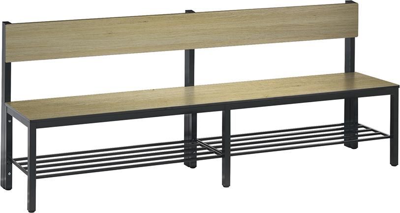 C+P Sitzbank mit Rückenlehne und Schuhrost Eiche B 1960 x T 407 x H 769 mm Produktbild C+P Sitzbank mit Rückenlehne und Schuhrost Eiche B 1960 x T 407 x H 769 mm