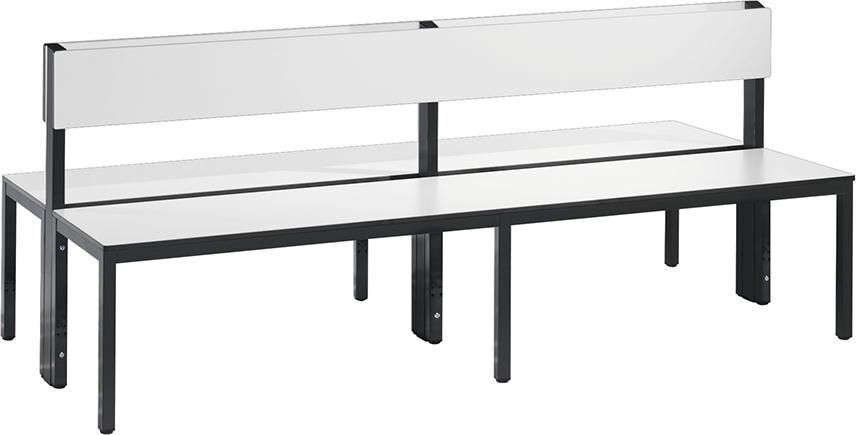 C+P Doppelseitige Sitzbank mit Rückenlehne 1960 x 760 x 796 mm weiß Produktbild C+P Doppelseitige Sitzbank mit Rückenlehne 1960 x 760 x 796 mm weiß