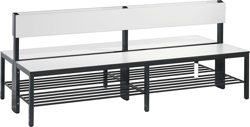C+P Doppelseitige weiß Sitzbank mit Rückenlehne 1960 x 760 x 796 mm Produktbild C+P Doppelseitige weiß Sitzbank mit Rückenlehne 1960 x 760 x 796 mm