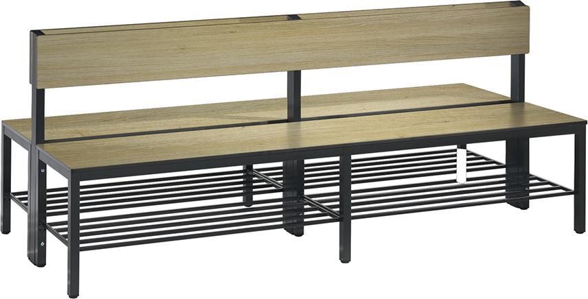 C+P Doppelseitige Basic Plus Eiche Sitzbank mit Rückenlehne Breite 1960 mm Produktbild C+P Doppelseitige Basic Plus Eiche Sitzbank mit Rückenlehne Breite 1960 mm