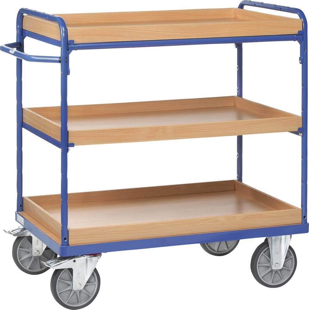 Fetra Etagenwagen mit Kästen und 3 Böden Ladefläche 1000 x 700 mm
