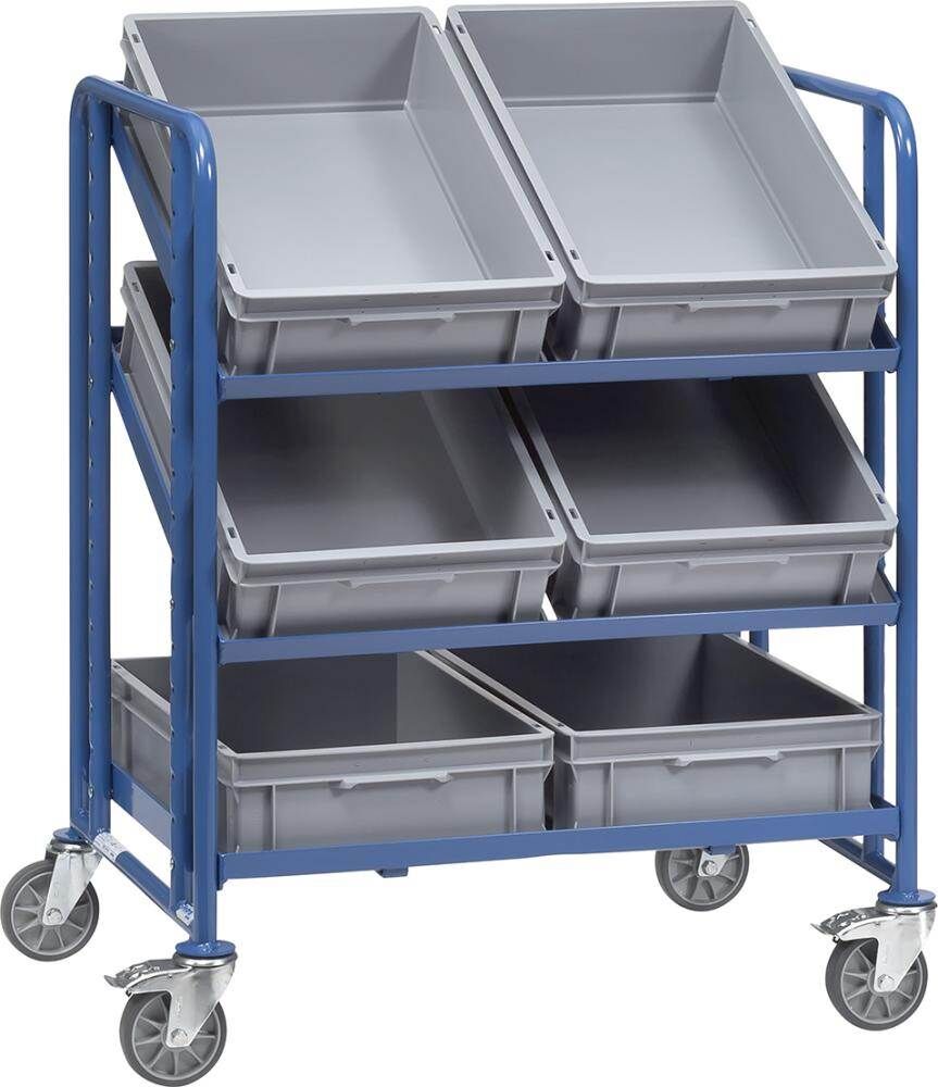 Fetra Eurokasten Wagen mit 6 Kästen Ladefläche 820 x 610 mm Produktbild Fetra Eurokasten Wagen mit 6 Kästen Ladefläche 820 x 610 mm