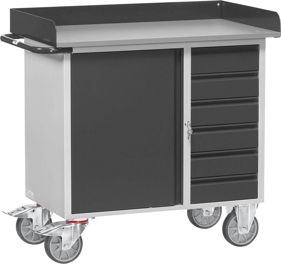 Fetra Werkstattwagen Ladefläche 985 x 590 mm 6 Schubladen und 1 Schrank Produktbild Fetra Werkstattwagen Ladefläche 985 x 590 mm 6 Schubladen und 1 Schrank