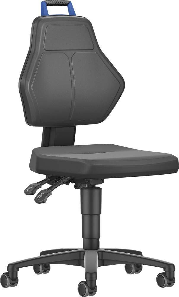 FORUM Arbeitsstuhl mit Rollen Integralschaum blauer Griff Produktbild FORUM Arbeitsstuhl mit Rollen Integralschaum blauer Griff