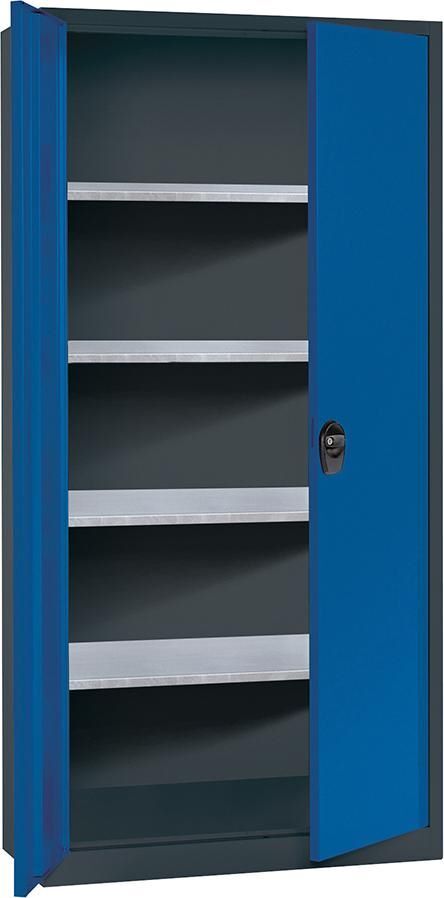 FORUM Flügeltürenschrank 4 Böden 1950 x 940 x 400 mm RAL 7016 5010 Produktbild FORUM Flügeltürenschrank 4 Böden 1950 x 940 x 400 mm RAL 7016 5010