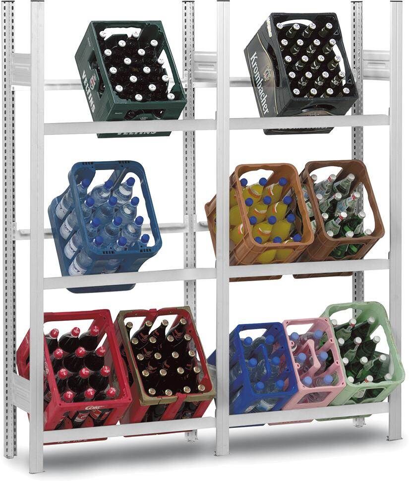 Hofe Anbauregal für Getränkekisten 1750 x 335 x 510 mm verzinkt Hofe Anbauregal für Getränkekisten 1750 x 335 x 510 mm verzinkt