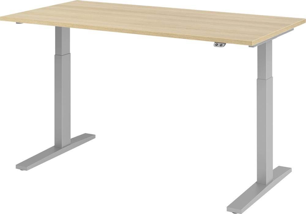 Hammerbacher Schreibtisch höhenverstellbar 1600 x 800 x 700 bis 1200 mm Platte Eiche Produktbild Hammerbacher Schreibtisch höhenverstellbar 1600 x 800 x 700 bis 1200 mm Platte Eiche