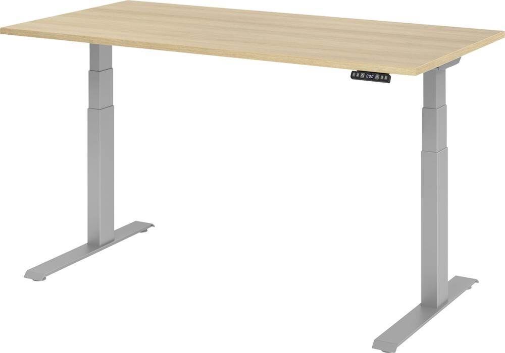 Hammerbacher Schreibtisch höhenverstellbar 1600 x 800 x 640 bis 1290 mm Platte Eiche Produktbild Hammerbacher Schreibtisch höhenverstellbar 1600 x 800 x 640 bis 1290 mm Platte Eiche