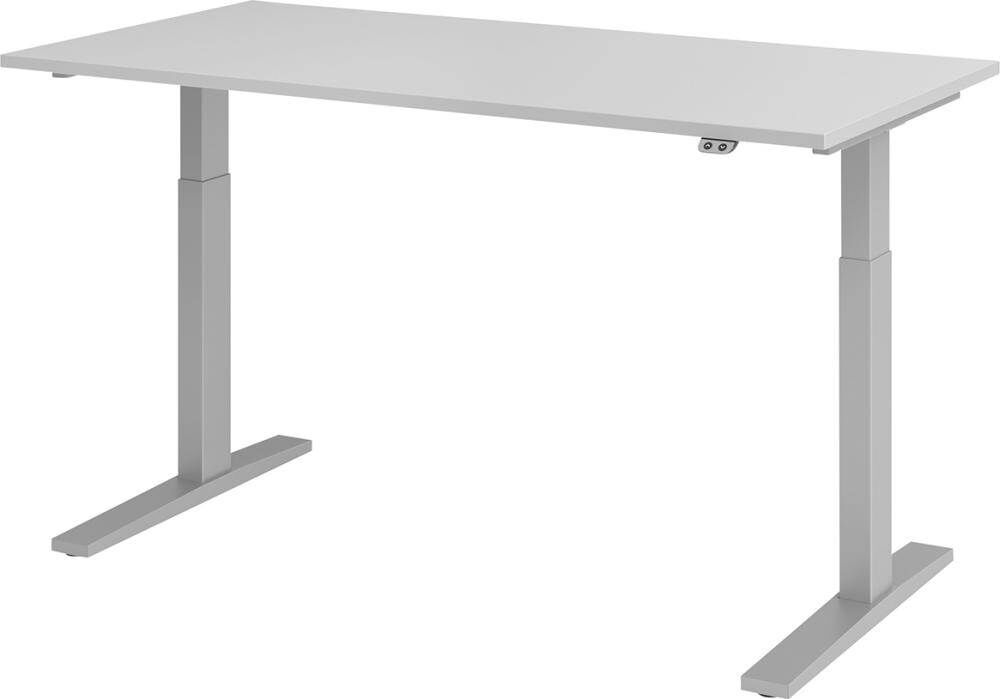 Hammerbacher Schreibtisch höhenverstellbar 1600 x 800 x 700 bis 1200 mm Platte Lichtgrau Produktbild Hammerbacher Schreibtisch höhenverstellbar 1600 x 800 x 700 bis 1200 mm Platte Lichtgrau