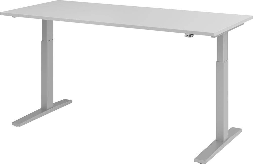 Hammerbacher Schreibtisch höhenverstellbar 1800 x 800 x 700 bis 1200 mm Platte Lichtgrau Produktbild Hammerbacher Schreibtisch höhenverstellbar 1800 x 800 x 700 bis 1200 mm Platte Lichtgrau