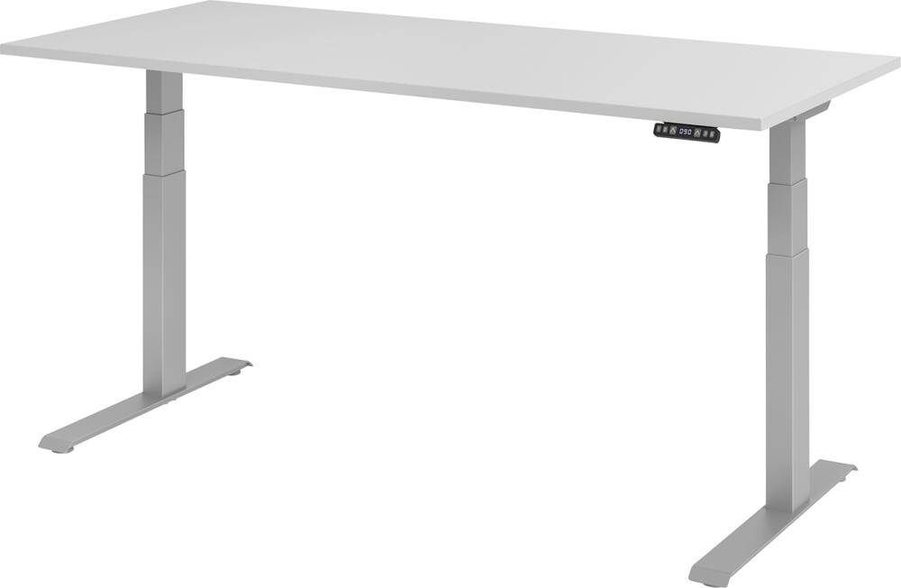 Hammerbacher Schreibtisch höhenverstellbar 1800 x 800 x 640 bis 1290 mm Platte Lichtgrau Produktbild Hammerbacher Schreibtisch höhenverstellbar 1800 x 800 x 640 bis 1290 mm Platte Lichtgrau