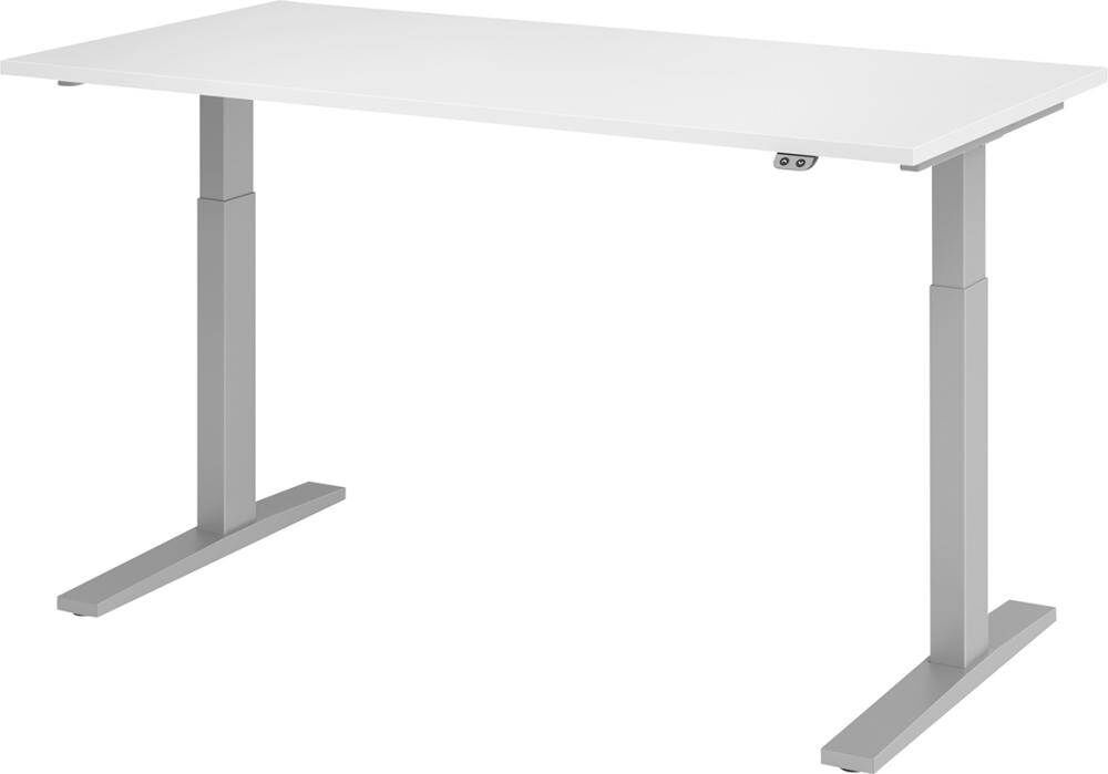 Hammerbacher Schreibtisch höhenverstellbar 1600 x 800 x 700 bis 1200 mm Platte Weiß Produktbild Hammerbacher Schreibtisch höhenverstellbar 1600 x 800 x 700 bis 1200 mm Platte Weiß