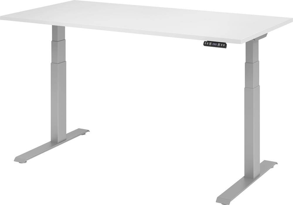 Hammerbacher Schreibtisch höhenverstellbar 1600 x 800 x 640 bis 1290 mm Platte Weiß Produktbild Hammerbacher Schreibtisch höhenverstellbar 1600 x 800 x 640 bis 1290 mm Platte Weiß