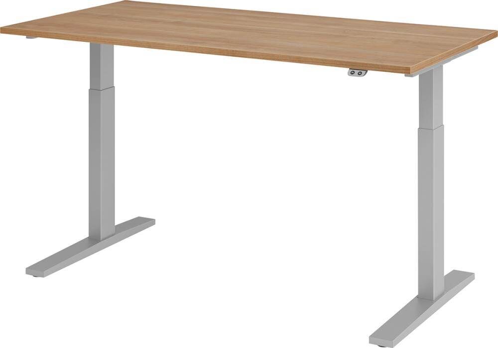 Hammerbacher Schreibtisch XMKA16 160 x 80 cm Platte Nußbaum 25 mm dick ABS Dickkante Produktbild Hammerbacher Schreibtisch XMKA16 160 x 80 cm Platte Nußbaum 25 mm dick ABS Dickkante