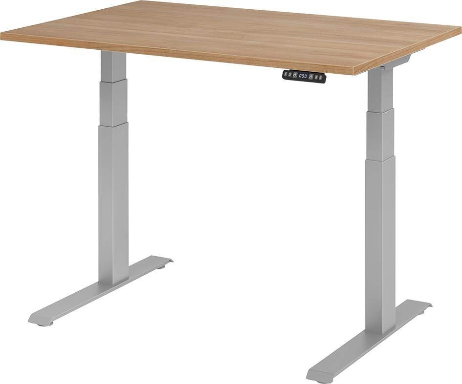 Hammerbacher Schreibtisch XDKB12 120 x 80 cm höhenverstellbar Platte Nußbaum 25 mm Produktbild Hammerbacher Schreibtisch XDKB12 120 x 80 cm höhenverstellbar Platte Nußbaum 25 mm