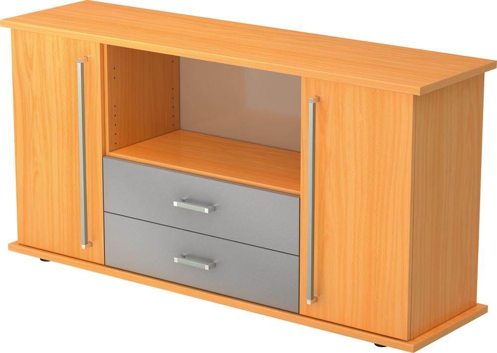 Hammerbacher Sideboard 2 Schubladen Buche 1661 x 448 x 840 mm Produktbild Hammerbacher Sideboard 2 Schubladen Buche 1661 x 448 x 840 mm