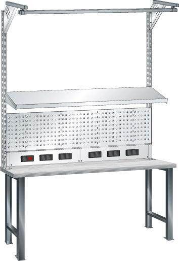 Lista Aufbau für Werkbank mit Energiekanal DE 1500x1590mm RAL 7035 Produktbild Lista Aufbau für Werkbank mit Energiekanal DE 1500x1590mm RAL 7035