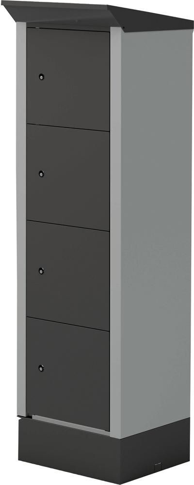 Lista E-Bike-Ladestation Münzpfandschloss RAL 7035 Grau 600 x 500 x 2095/2000 mm Lista E-Bike-Ladestation Münzpfandschloss RAL 7035 Grau 600 x 500 x 2095/2000 mm