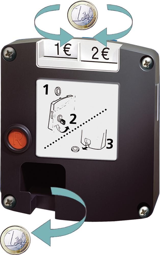 Lista E-Bike-Ladestation Münzpfandschloss RAL 7035 Grau 600 x 500 x 2095/2000 mm Lista E-Bike-Ladestation Münzpfandschloss RAL 7035 Grau 600 x 500 x 2095/2000 mm