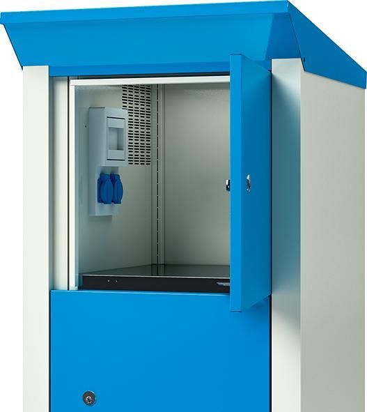 Lista E-Bike-Ladestation Münzpfandschloss RAL 7035 Grau 600 x 500 x 2095/2000 mm Lista E-Bike-Ladestation Münzpfandschloss RAL 7035 Grau 600 x 500 x 2095/2000 mm