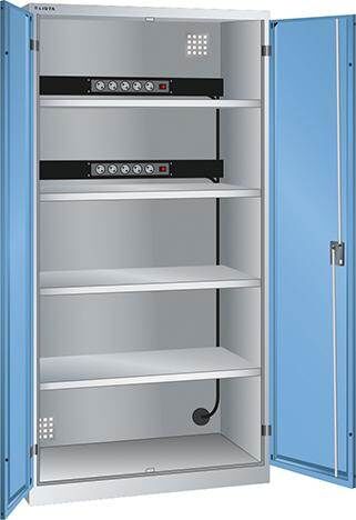 Lista Akku Ladeschrank Flügeltüren 1000 x 580 x 1950 mm 2 x 5 fach Energieleiste Produktbild Lista Akku Ladeschrank Flügeltüren 1000 x 580 x 1950 mm 2 x 5 fach Energieleiste