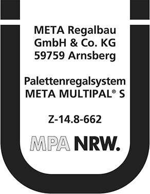 Meta Palettenregal komplett Anbaufeld 1000kg 3300 x 1100 x 2700 mm Meta Palettenregal komplett Anbaufeld 1000kg 3300 x 1100 x 2700 mm