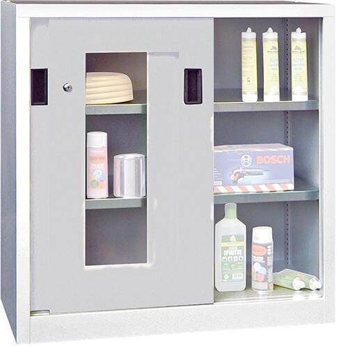 Pavoy Schiebetürenschrank 1000x600x1000mm Böden gepulvert mit Sichtfenster Produktbild Pavoy Schiebetürenschrank 1000x600x1000mm Böden gepulvert mit Sichtfenster