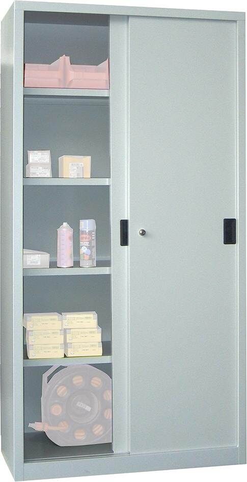 Pavoy Schiebetürenschrank 1000x400x1950mm RAL 7035 Vollblechtüren Produktbild Pavoy Schiebetürenschrank 1000x400x1950mm RAL 7035 Vollblechtüren