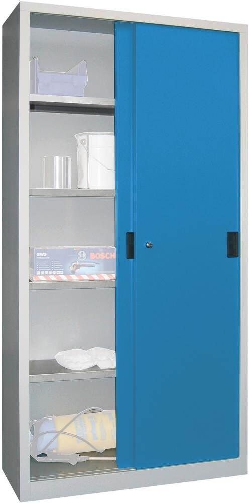 Pavoy Schiebetürenschrank 1000x400x1950mm Vollblechtüren RAL 7035 5012 Produktbild Pavoy Schiebetürenschrank 1000x400x1950mm Vollblechtüren RAL 7035 5012