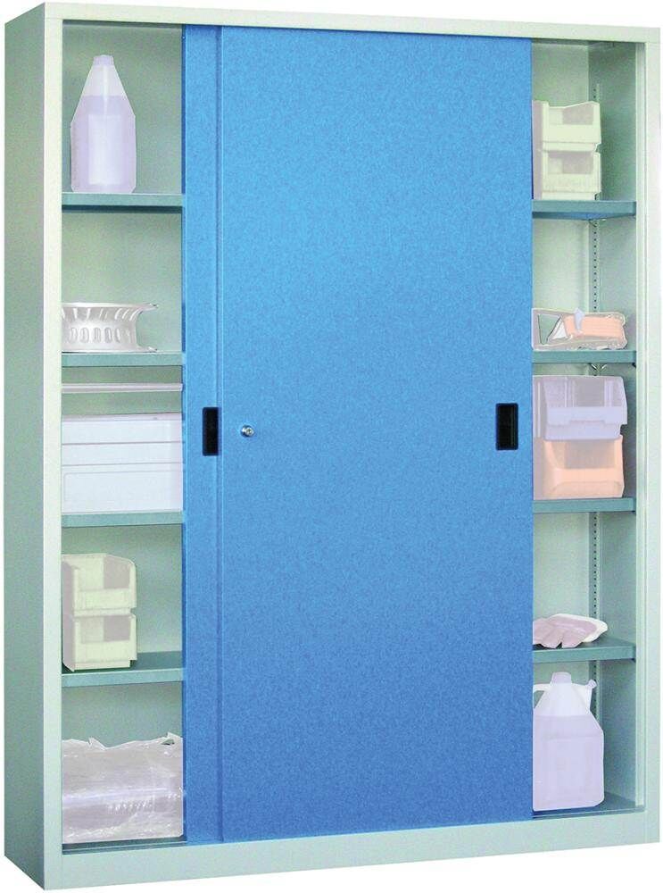 Pavoy Schiebetürenschrank 1500 x 500 x 1950 mm mit Vollblechtüren in blau Produktbild Pavoy Schiebetürenschrank 1500 x 500 x 1950 mm mit Vollblechtüren in blau