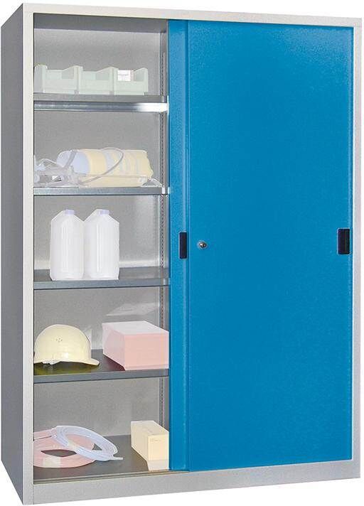 Pavoy Schiebetürenschrank 1500 x 600 x 1950 mm Vollblechtüren RAL7035 5012 Produktbild Pavoy Schiebetürenschrank 1500 x 600 x 1950 mm Vollblechtüren RAL7035 5012