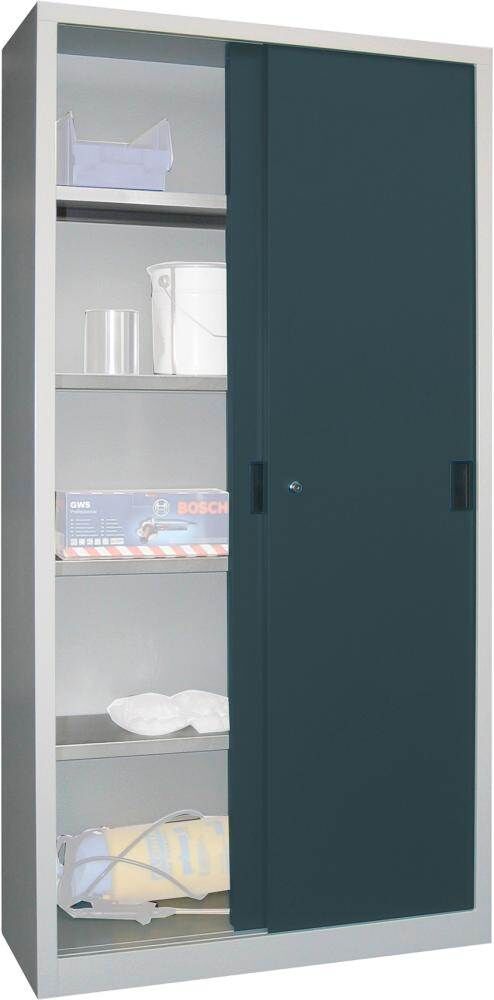 Pavoy Schiebetürenschrank 1000x500x1950mm Vollblechtüren RAL 7035 7016 Produktbild Pavoy Schiebetürenschrank 1000x500x1950mm Vollblechtüren RAL 7035 7016