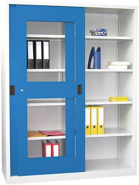 Pavoy Schiebetürenschrank 4 Fachböden 1500 x 500 x 1950 mm RAL 7035 5012 Produktbild Pavoy Schiebetürenschrank 4 Fachböden 1500 x 500 x 1950 mm RAL 7035 5012