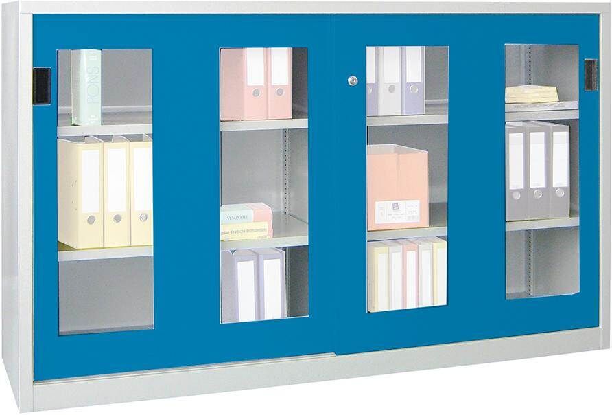 Pavoy Schiebetürenschrank 1500x500x1200mm gepulvert Sichtfenster Produktbild Pavoy Schiebetürenschrank 1500x500x1200mm gepulvert Sichtfenster