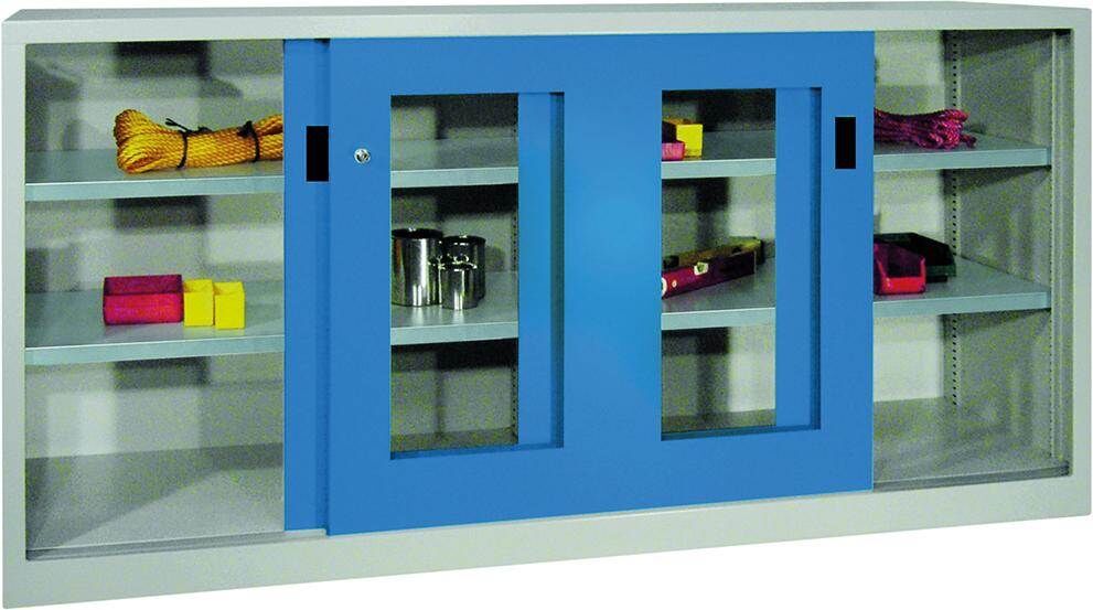 Pavoy Schiebetürenschrank 2000x600x1950mm gepulvert Sichtfenster RAL 7035 7016 Produktbild Pavoy Schiebetürenschrank 2000x600x1950mm gepulvert Sichtfenster RAL 7035 7016