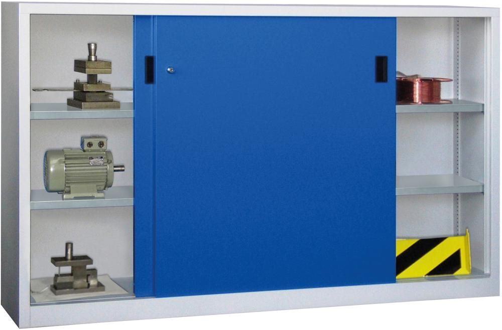 Pavoy Schwerlastschiebetürenschrank Breite 2000 mm Höhe 1200 mm blau Produktbild Pavoy Schwerlastschiebetürenschrank Breite 2000 mm Höhe 1200 mm blau
