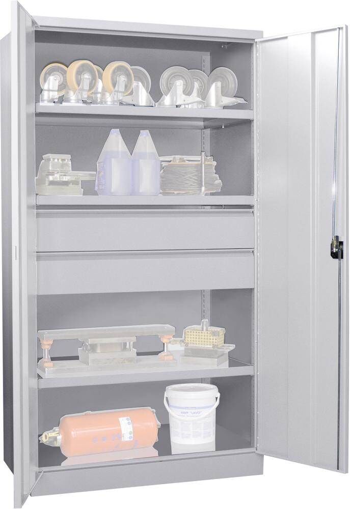 Pavoy Schwerlastschrank 1040x630x1950mm 3x Böden 2x175mm Schubladen Traglast 100kg Produktbild Pavoy Schwerlastschrank 1040x630x1950mm 3x Böden 2x175mm Schubladen Traglast 100kg