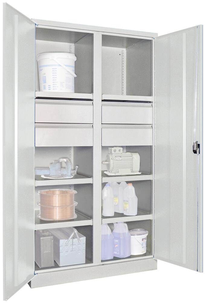 Pavoy Schwerlastschrank 1040x630x1950mm 6x Böden 4x175mm Schubladen Traglast 1300kg Produktbild Pavoy Schwerlastschrank 1040x630x1950mm 6x Böden 4x175mm Schubladen Traglast 1300kg