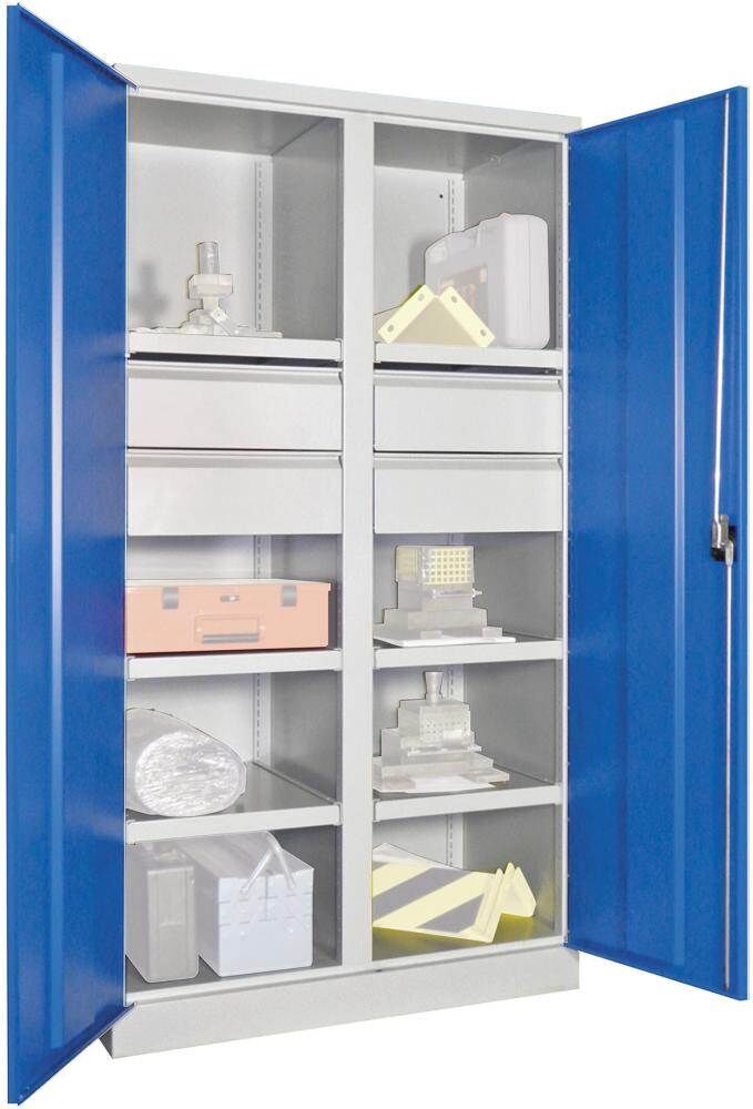 Pavoy Schwerlastschrank mit Trennwand 1040x630x1950mm 6 Böden 4x175mm Schubladen Produktbild Pavoy Schwerlastschrank mit Trennwand 1040x630x1950mm 6 Böden 4x175mm Schubladen