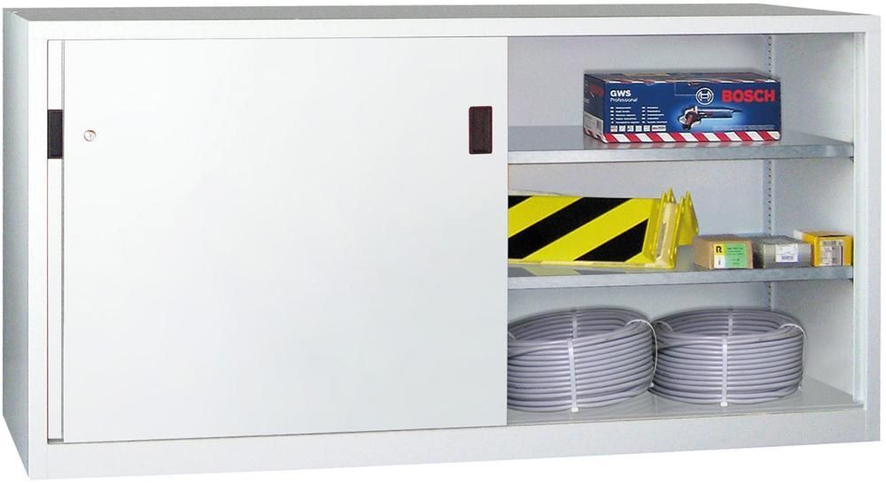 Pavoy Schwerlastschrank 1000 x 2000 x 600 mm 4 Böden Mittelwand RAL 7035 Produktbild Pavoy Schwerlastschrank 1000 x 2000 x 600 mm 4 Böden Mittelwand RAL 7035