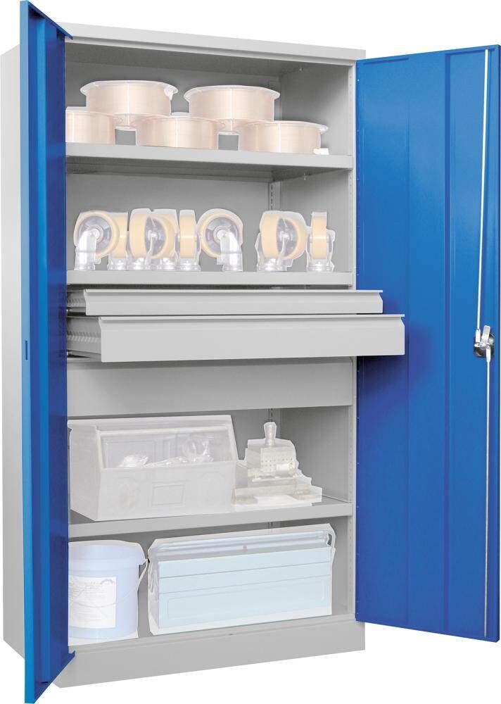 Pavoy Schwerlastschrank 1040 x 630 x 1950 mm Drehgriff und 3 Schubladen Produktbild Pavoy Schwerlastschrank 1040 x 630 x 1950 mm Drehgriff und 3 Schubladen