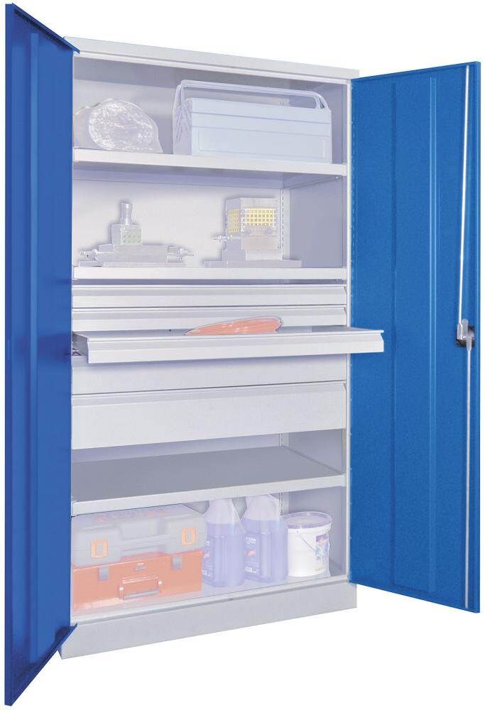 Pavoy Schwerlastschrank 1040 x 630 x 1950 mm mit 3 Böden 4 Schubladen Produktbild Pavoy Schwerlastschrank 1040 x 630 x 1950 mm mit 3 Böden 4 Schubladen