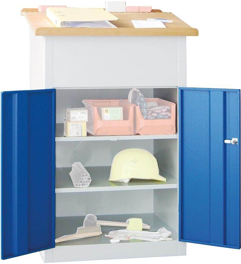 Pavoy Stehpult 2 Fachböden 7035 1100 bis 1200x700x600mm Produktbild Pavoy Stehpult 2 Fachböden 7035 1100 bis 1200x700x600mm